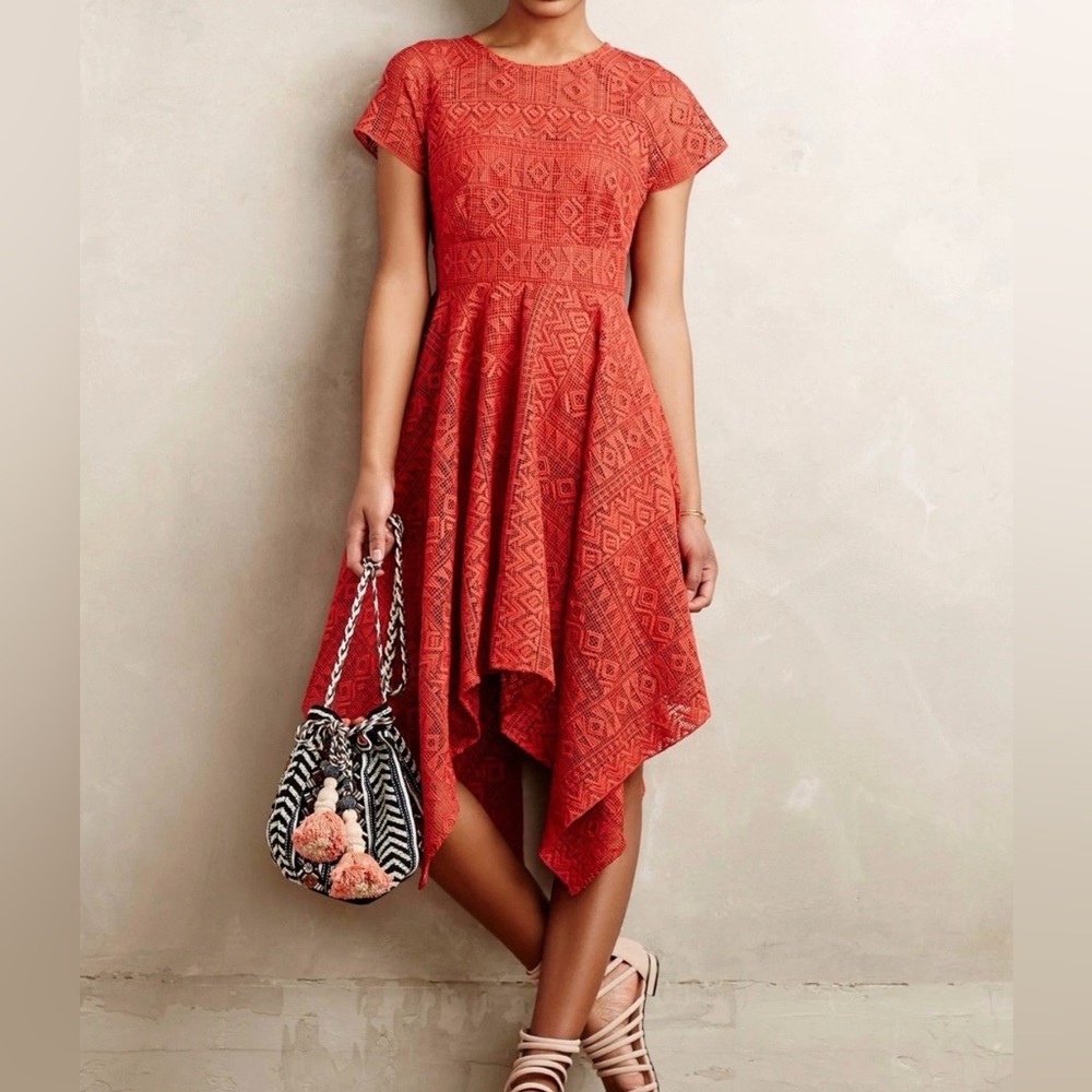 Anthropologie Prima Asymetric hanky Hem Dress - Size  8